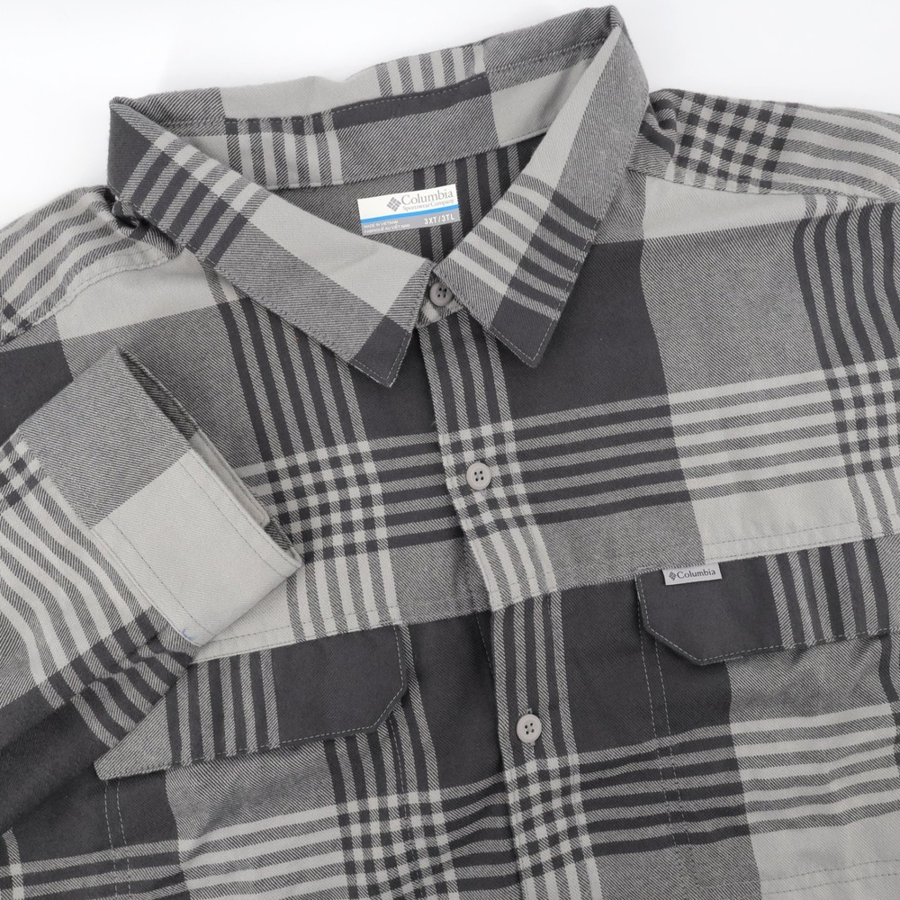 Columbia Plaid Flannel Button Down Grey Long Sleeve Mens 3XT Shirt 3XLT